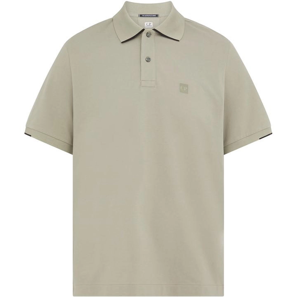 CP Company Rib Stretch Tipped Polo Shirt - Silver